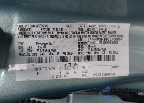 2012 Ford Focus Sel from USA, damaged, VIN 1FAHP3H29CL430964